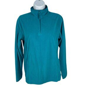 Made For Life Womens Teal Fleece Quarter-Zip Pullover Jacket Size Small
